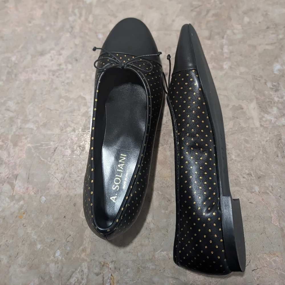 A. Soliani como Ballet Flats with Gold Stud Detail - Picture 4 of 9